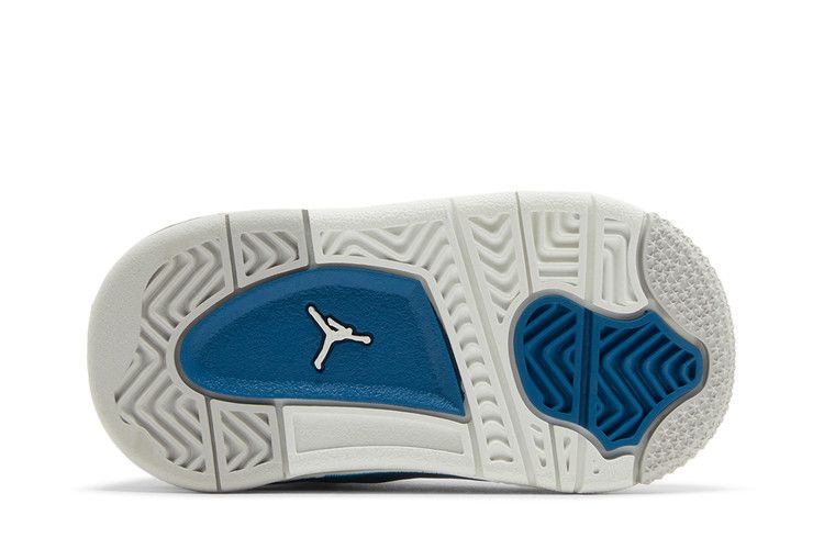 Детские кроссовки Nike Jordan 4 Retro Military Blue (2024) (ТД) Кремовый/Военный синий/Нейтральный серый