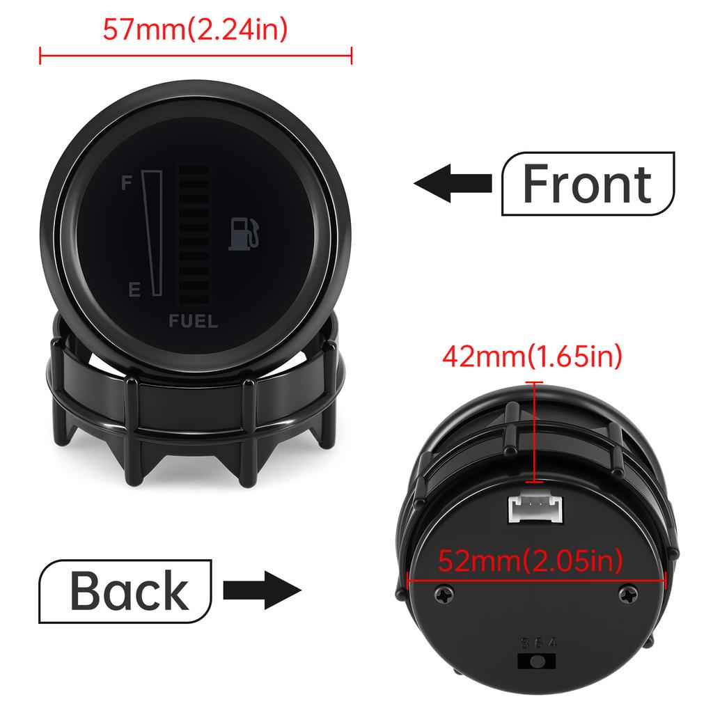 240-33ohm Fuel Float Sensor+Car Fuel Level Gauge 2" 52mm with 10 LED Light Oil Tank Level Indicator for 12V Automotive Car Meter