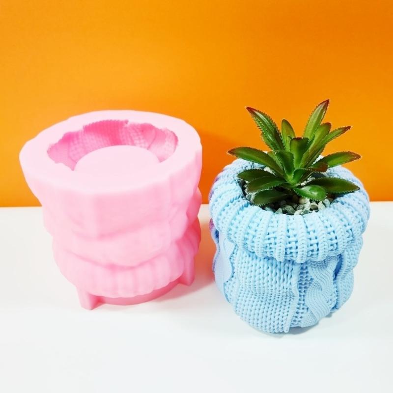 Hat Shape Vase Resin Molds Silicone Mold for Knitted Hat Shaped Gypsum Flower Pot Mold Home Ornament Vase Resin Mold
