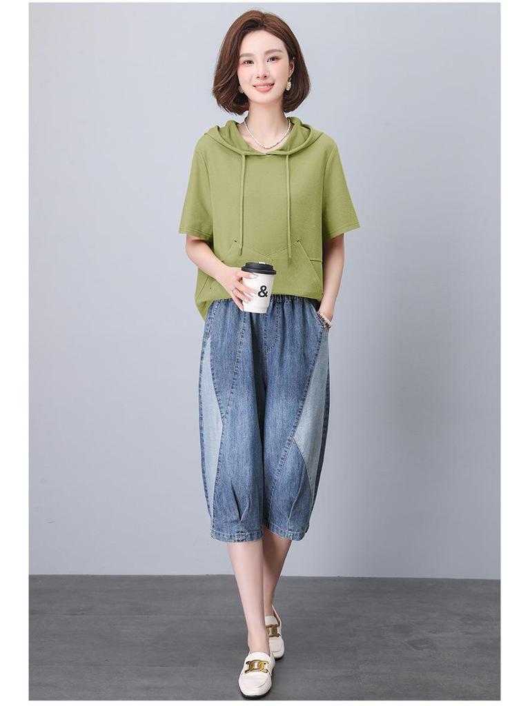 2025 Летние Женские Повседневные Свободные Джинсовые Шорты с Цветными Блоками