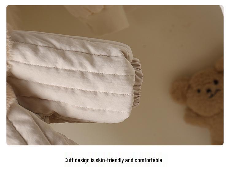 Детский зимний комбинезон-слип с капюшоном из кроличьего флиса - Толстый уличный костюм для малыша