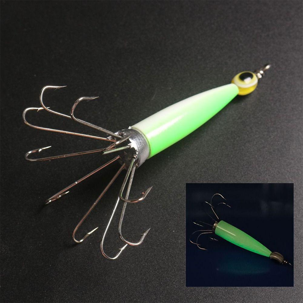 Luminous Jigs Angling Squid Hook with fish eyes Octopus Bait Fishing Tackle Wood Shrimp Lures