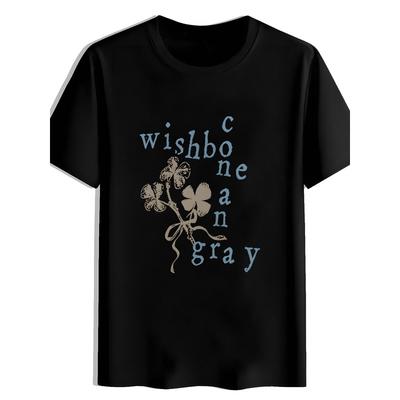 Мужская винтажная футболка с принтом 'Wishbone Dominic-like Four-Leaf & WISHBONE CAN' - Ретро футболка с графикой рок-группы, мягкая, с коротким рукавом, круглым вырезом, повседневная