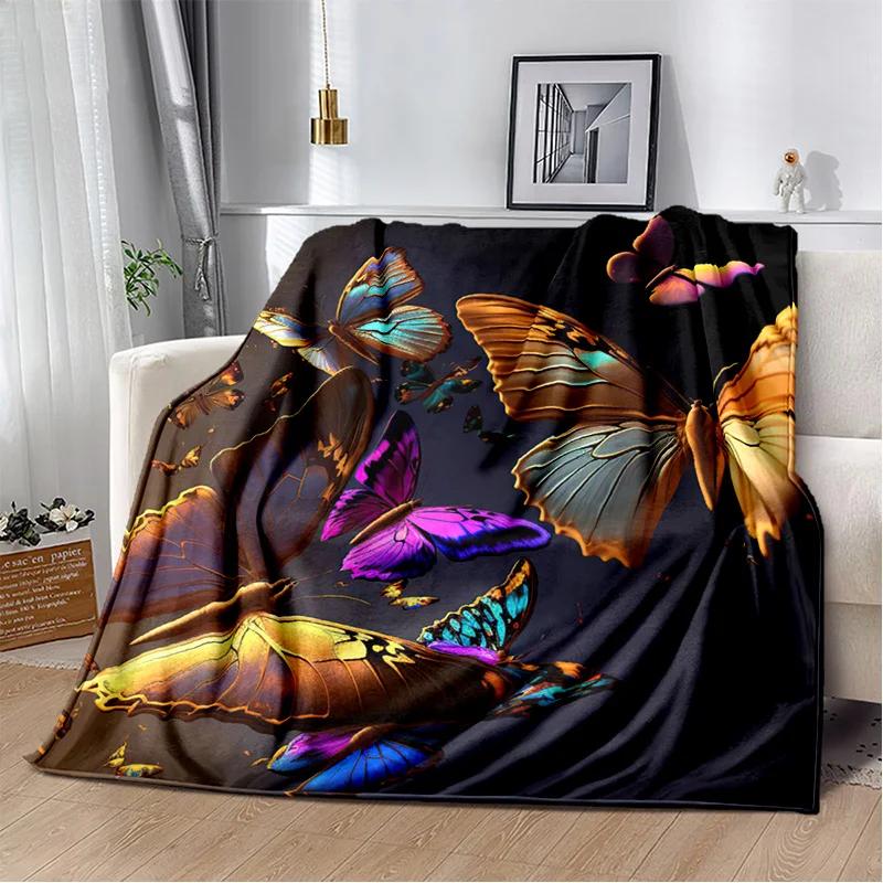 Fantasy Butterfly Flower Cartoon Blanket,Soft Throw Blanket for Home Living Room Bedroom Bed Sofa Couch Picnic Travel Office