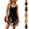 Fashion Women Summer Dress Vintage Floral Print Adjustable Spaghetti Straps Beach Vacation Casual Dress With Pockets