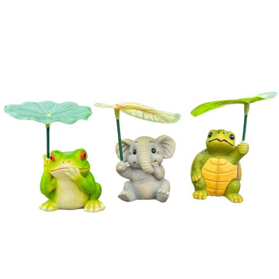 Садовое украшение Мультяшный слон Черепаха Лягушка Дизайн Водонепроницаемая полимерная скульптура животного Декор для сада Патио Балкона