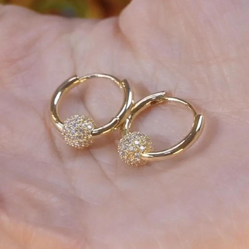 Элегантные Роскошные Серьги-клипсы в виде шара с полной бриллиантовой огранкой, Универсальный стиль, Уникальные нишевые серьги-клипсы, Модные украшения высокого класса