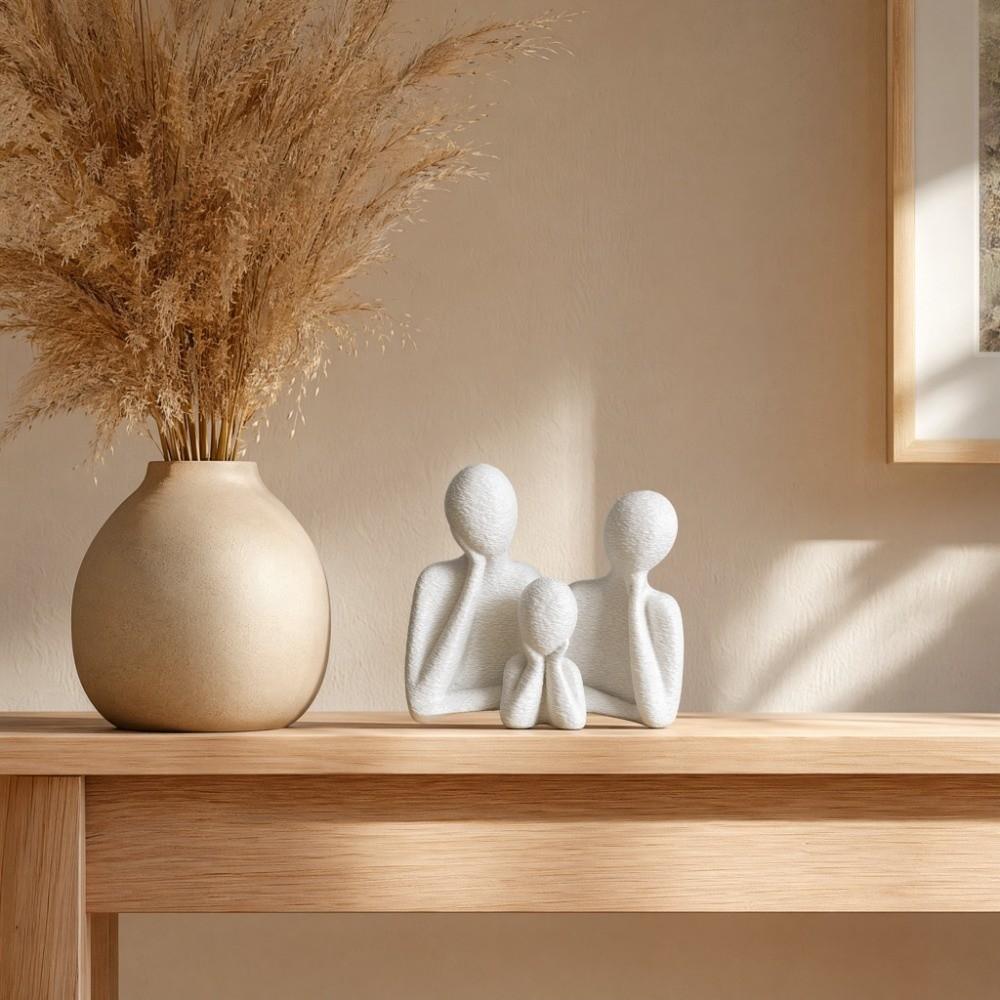 Plastic Abstract Family Sculpture 3D Printed Parent-Child Figurine Bedroom Decor