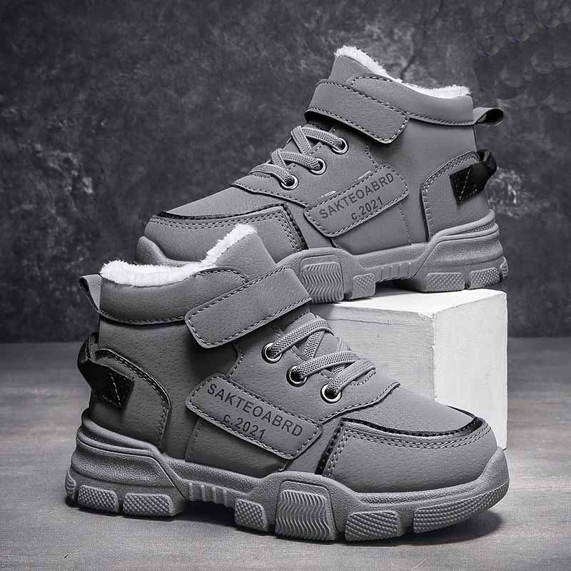 Winter Children's Snow Boots Warm Lined Boys Sport Shoes Non-slip Sneakers Student Shoes Hiking Boots Children's Thick and Warm Snow Boots