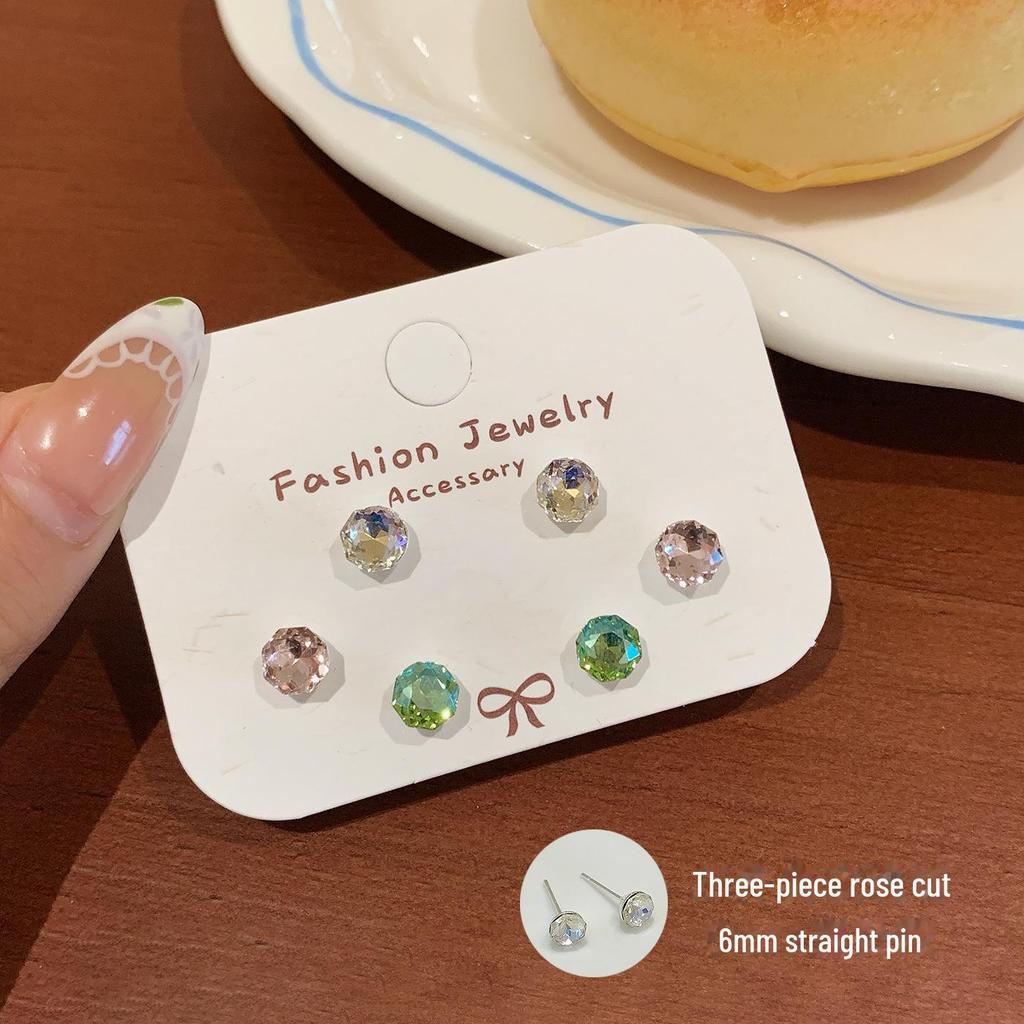Вспышка Millennium восьмигранные серьги-гвоздики с розой из циркония для женщин - индивидуальный многогранный изысканный дизайн