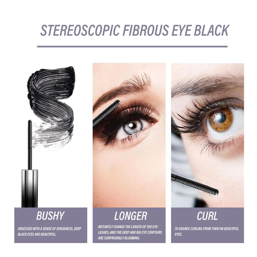 OUHOE Long-Lasting Curling Mascara - Volumizing & Lengthening Eyelashes, Waterproof Mascara, Smudge-Proof, Long-Lasting Waterproof Black Mascara 4g