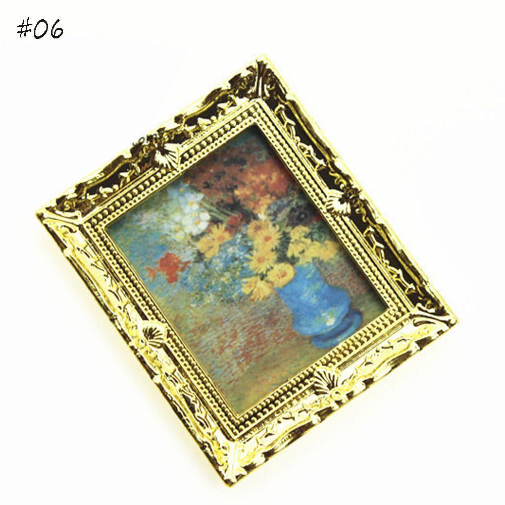 New Cute Kids Toy Doll Accessories Miniature Framed 1:12 Dollhouse Decor Mini Wall Painting