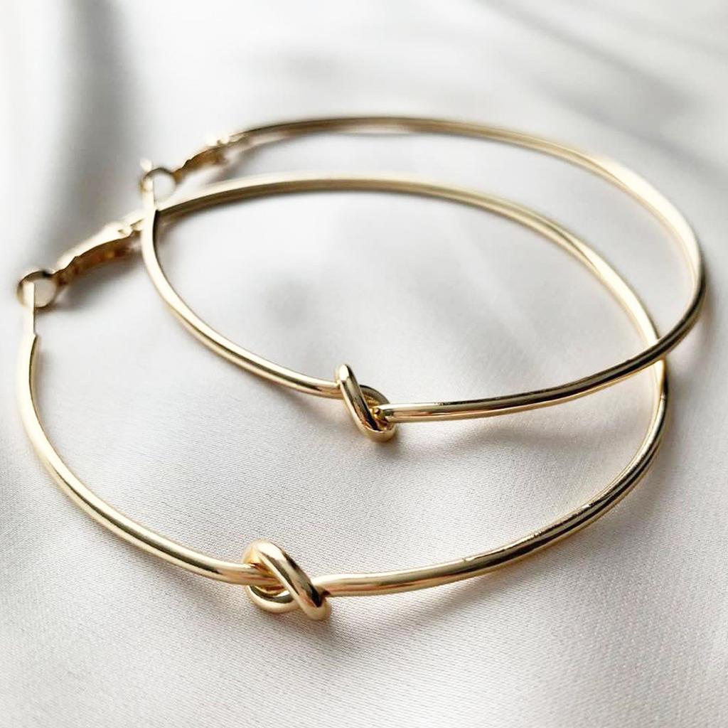 Les Trésors De Lily [R8107] - Gold 'Choreography' Hoop Earrings Ø 70 Mm 2 Mm (node)