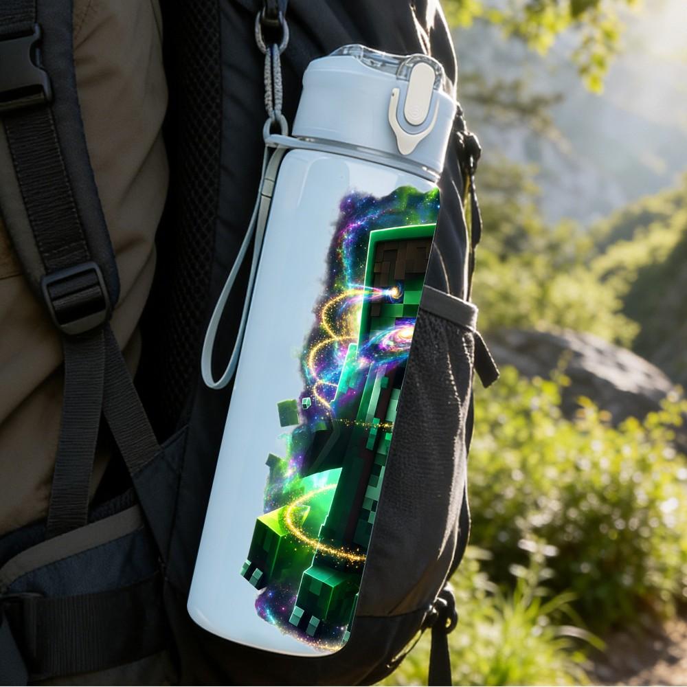 1PC Dark Glowing Bottle Figure 750ml Color Plastic Sports Water Bottle Leakproof Flip Straw Lid Suitable for Sports Office Home Use