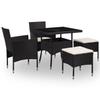 VidaXL Outdoor Dining Furniture 5 Pcs Black Wicker and Glass