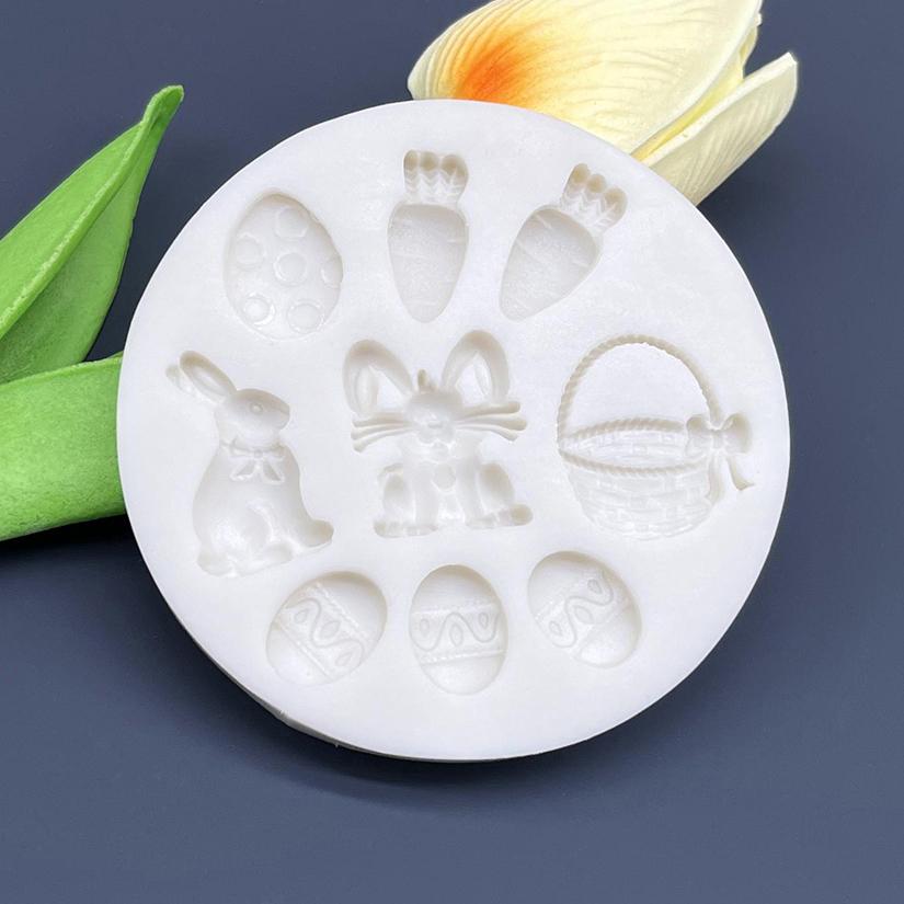 Easter Bunny Eggs Basket Carrot Silicone Sugarcraft Mold Chocolate Cupcake Baking Fondant Cake Decorating Tools