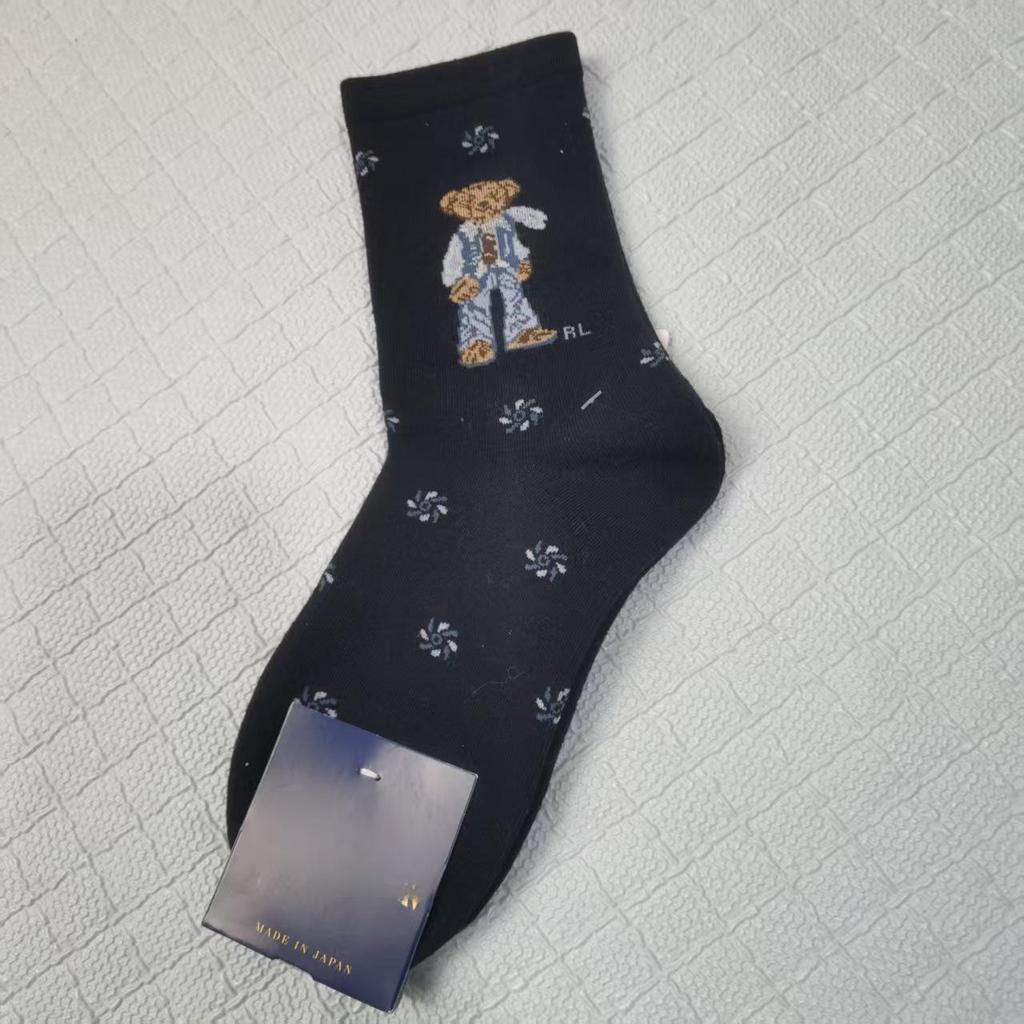 Осенне-зимние женские модные повседневные носки до середины икры с узором медведя