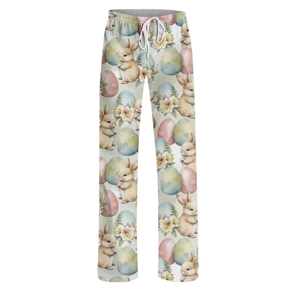 Женские модные свободные повседневные брюки с пасхальным принтом