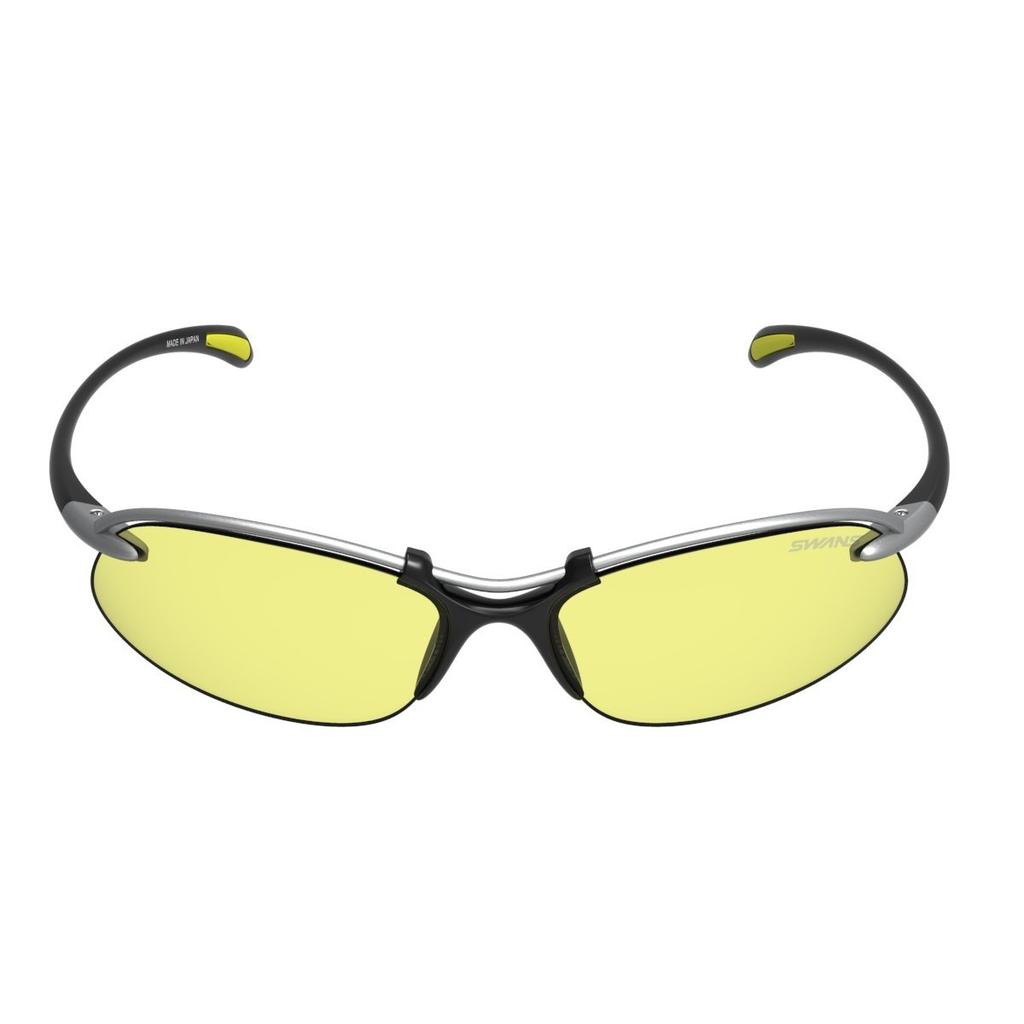 Спортивные солнцезащитные очки Airless Wave Lens, пригодны для MTSIL, Матовый титан, Серебристый x Матовый [SWANS], Модель с многослойным покрытием, Ночные, SA-517 Черный/Желтый (Двусторонний