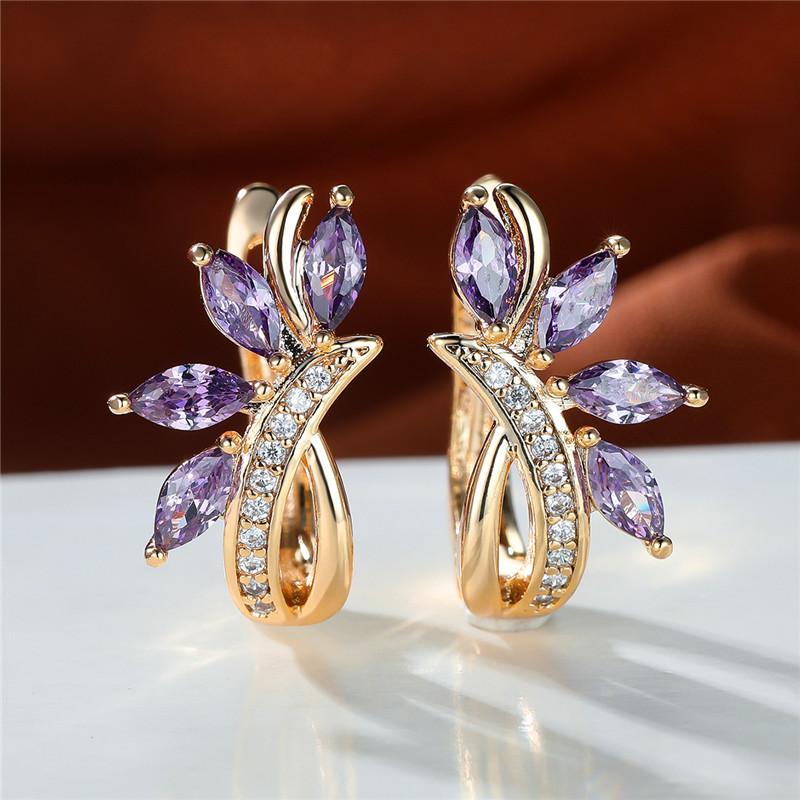 Милые женские серьги-клипсы с синим и зеленым камнем, подвески золотого цвета, белый циркон, свадебные украшения для женщин