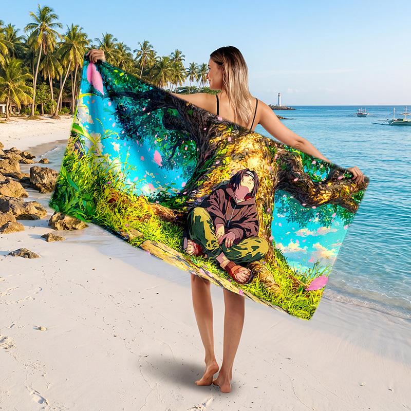 Itachi Uchiha Printed Swim Towel, Portable Water Absorbent Towel for Beach Camping Daily Bathroom Use