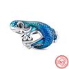 925 Silver Hermit Crab Gecko Jellyfish Dolphin Turtle Pendant Sky Blue Beads Fit Original  Charms Bracelet Europe Jewelry