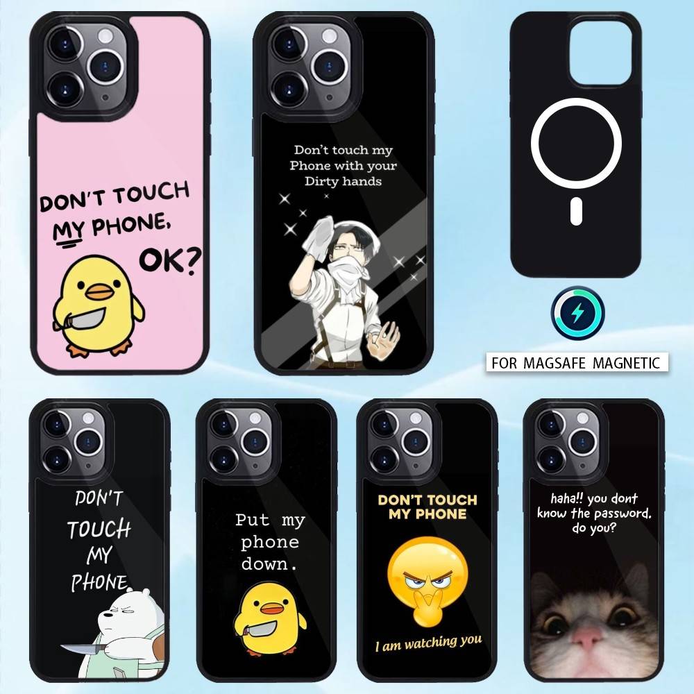 1 шт. Не трогай мой телефон Чехол для телефона Для iPhone 17,16,15,14,13,12,Pro,Max Для Magsafe Магнитная Беспроводная Зарядка