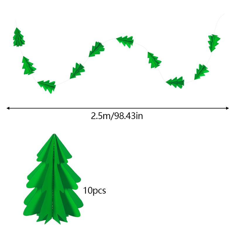 Зеленый цветочный венок в форме дерева Рождественская бумажная гирлянда Подвесная бумажная веревка Подвеска на рождественскую елку