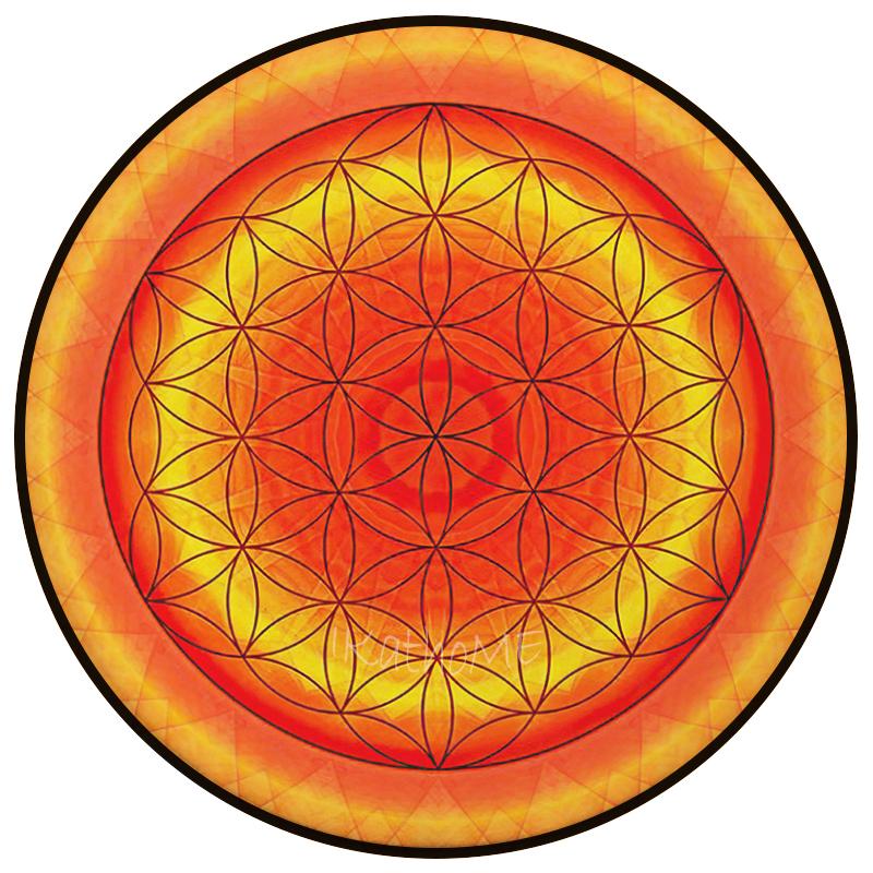 Домашний декор Инь Ян Тай Чи «Цветок жизни» Круглый ковер для спортзала Индийский Будда Коврик для йоги Нескользящий коврик для двери Складной дропшиппинг