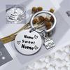 Backpack Pendant House Keychain Housewarming Round Gift Metal Cute Sweet Home