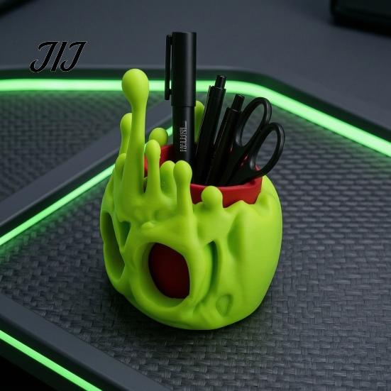 Novelty Villain Desk Accessories Halloween Poisonous Apple Skull Pen Holder, Gothic Gift for Lovers Caddy, Spooky Multi-functional Desktop Decor,