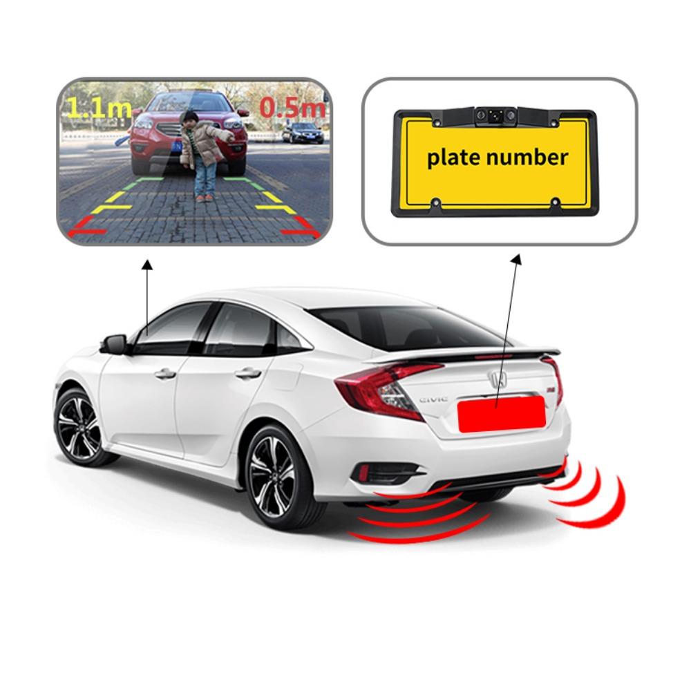 Рамка Driintel с 2 ультразвуковыми датчиками и 1 камерой, парковочный сенсор, светодиодный радар заднего хода, американский номерной знак автомобиля