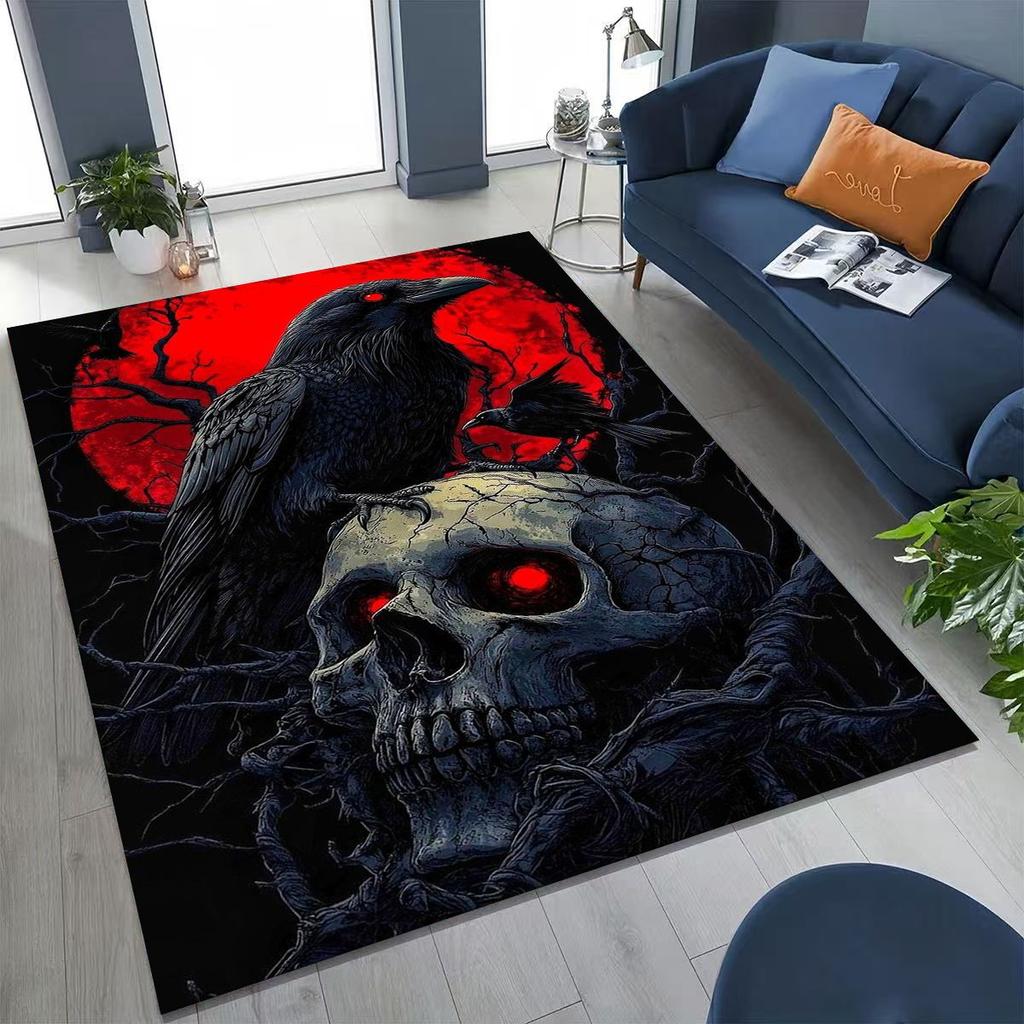 Viking Oding Raven Crow Huginn Muninn Norse Mythology Rug for Bedroom Living Room Sofa Home Doormat Decor,Kid Non-slip Floor Mat