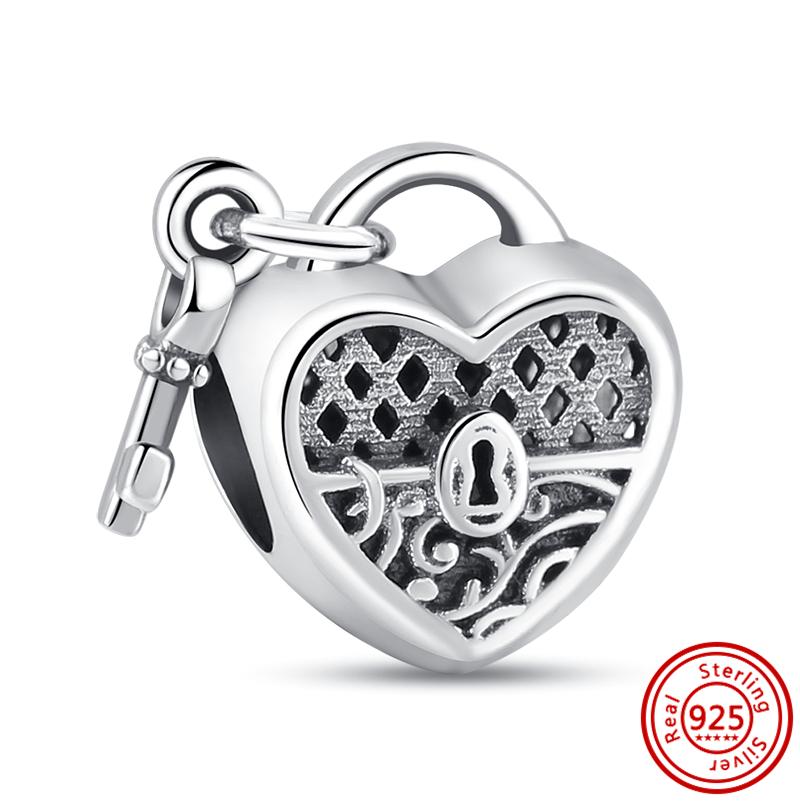 925 Серебряный Lucky Cat Pixiu Китайский Тигр Феникс Разделенный Инь и Ян Замок Ключ Бусина Подходит Оригинальные Подвески Браслет DIY