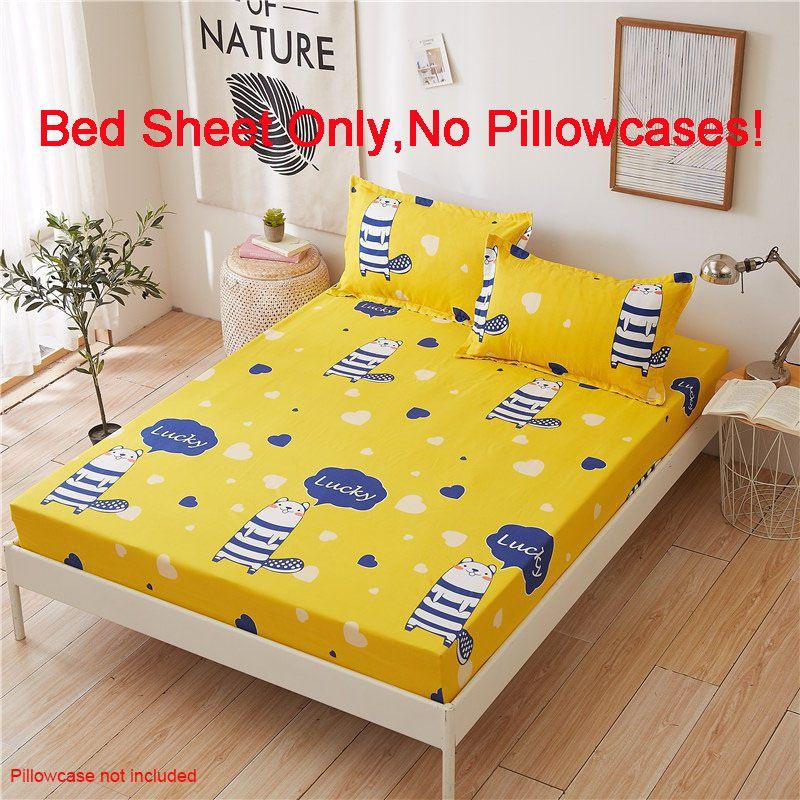 Sheet Bed Fitted Cover Without Pillowcase Floral Printed Single King Double