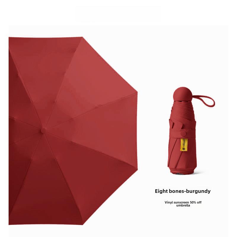 Компактный женский зонт с золотым тиснением: Защита от ультрафиолета, портативный складной, для солнца и дождя