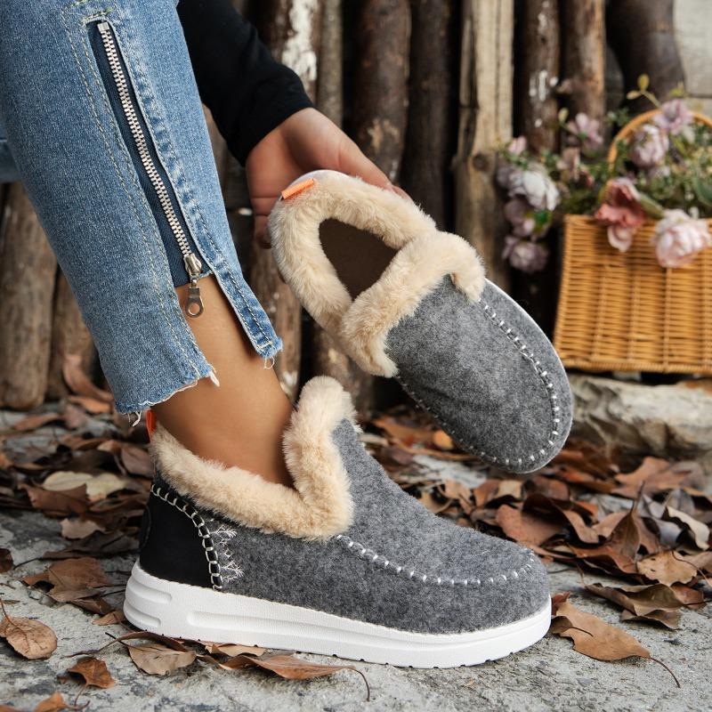 Shoes Winter Women's Cotton Shoes Large Size Piled Thickened Burrs Warm Flat Cotton Shoes