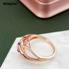 SIMJOO Rose Gold Ring for Ladies Fashion Hollow Out Zircon Ring