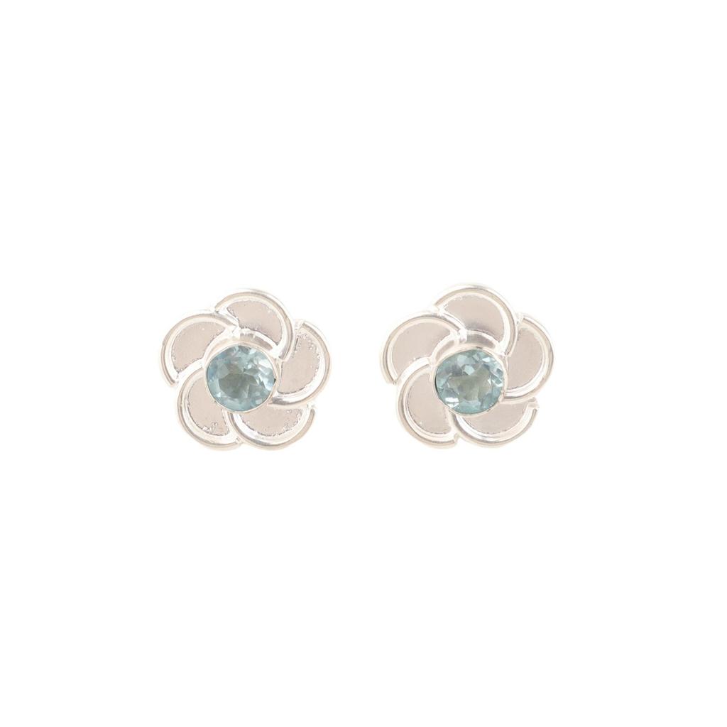 Sky Blue Topaz Gemstone 925 Silver Jewelry Handmade Trendy Stud Earrings 0.5" EE-157-12