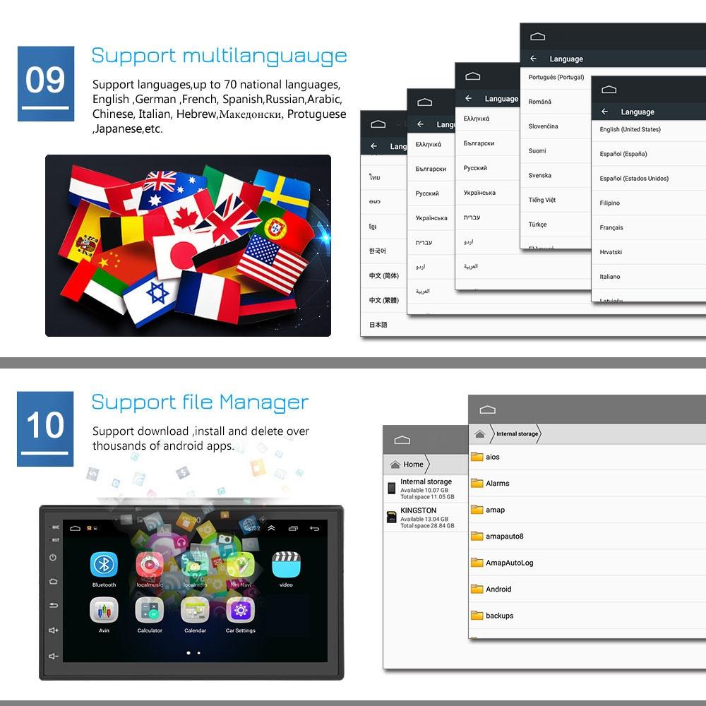 Android 8.1 GPS Автомобильная стереосистема 2Din Радио 7-дюймовый сенсорный экран Автомобильный MP5-плеер с Bluetooth WIFI GPS FM
