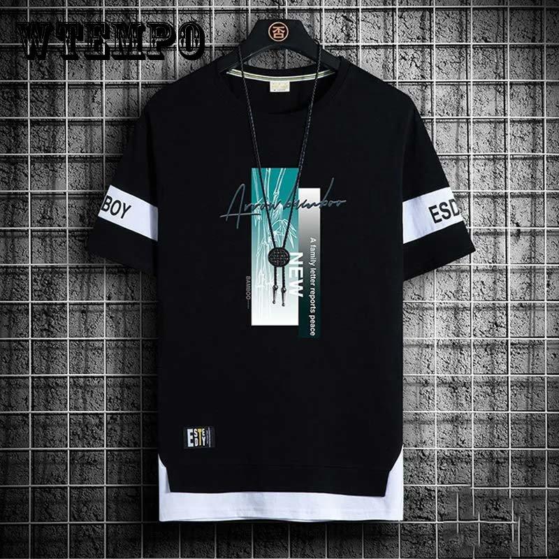 Летняя мужская рубашка с круглым вырезом и короткими рукавами, модная повседневная универсальная мужская рубашка с принтом, мужская свободная спортивная футболка