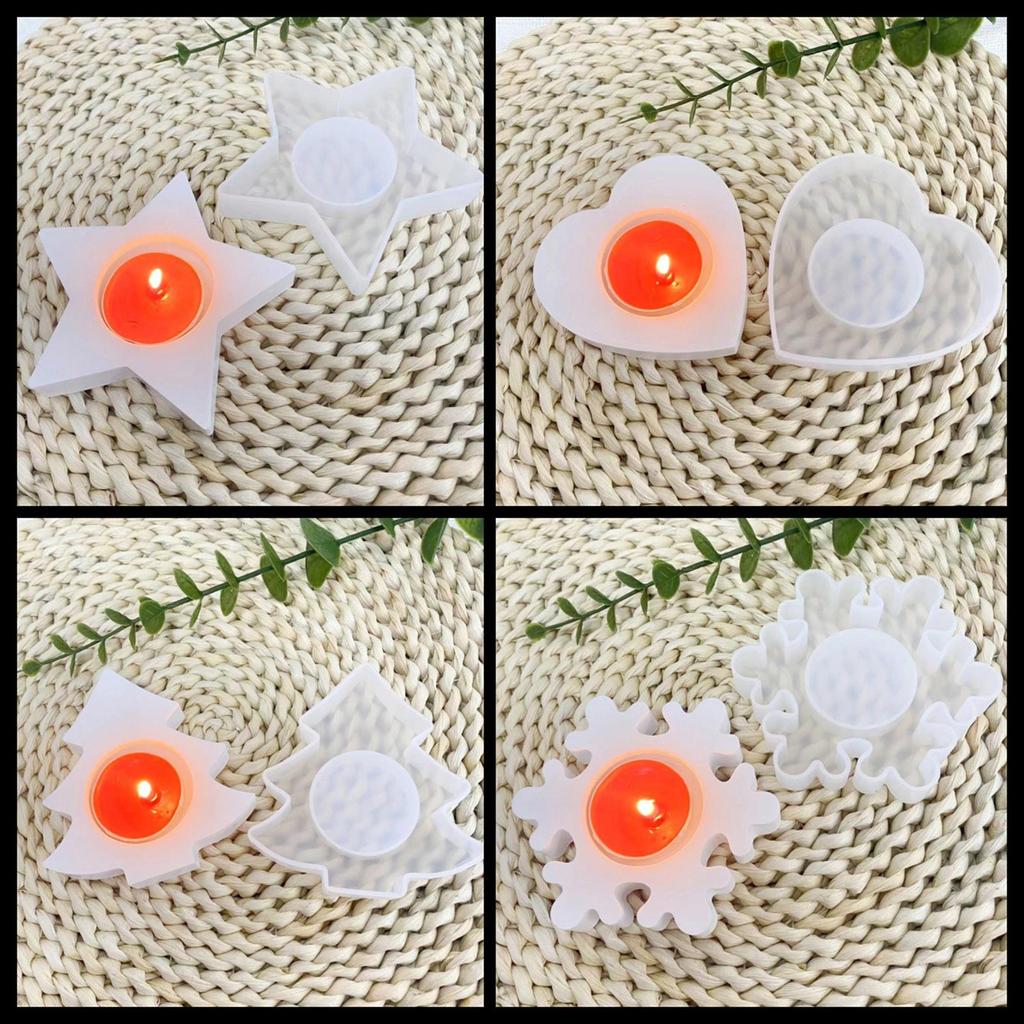 3D подсвечник силиконовая форма рождественская елка снежинка сердце звезда подставка формы подсвечник украшение форма