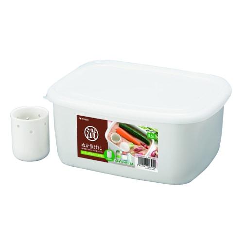 Shinki Gosei Tombo Storage Container for Pickled Rice, 3.3 Liters, Enamel with Water Removal Tool, Odor-Resistant, Odor-Resistant, White, 3.3-inch, 24