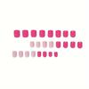 24pcs Pink Square Short Press On Nails with Matte Heart and Polka Dot Patterns - Full Cover Acrylic Stick On Nails for Women