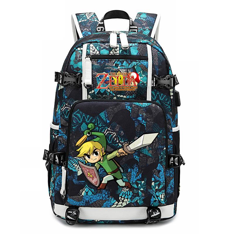 Рюкзак с принтом Zelda Zelda, наружный USB-порт, большая вместимость, дорожный рюкзак