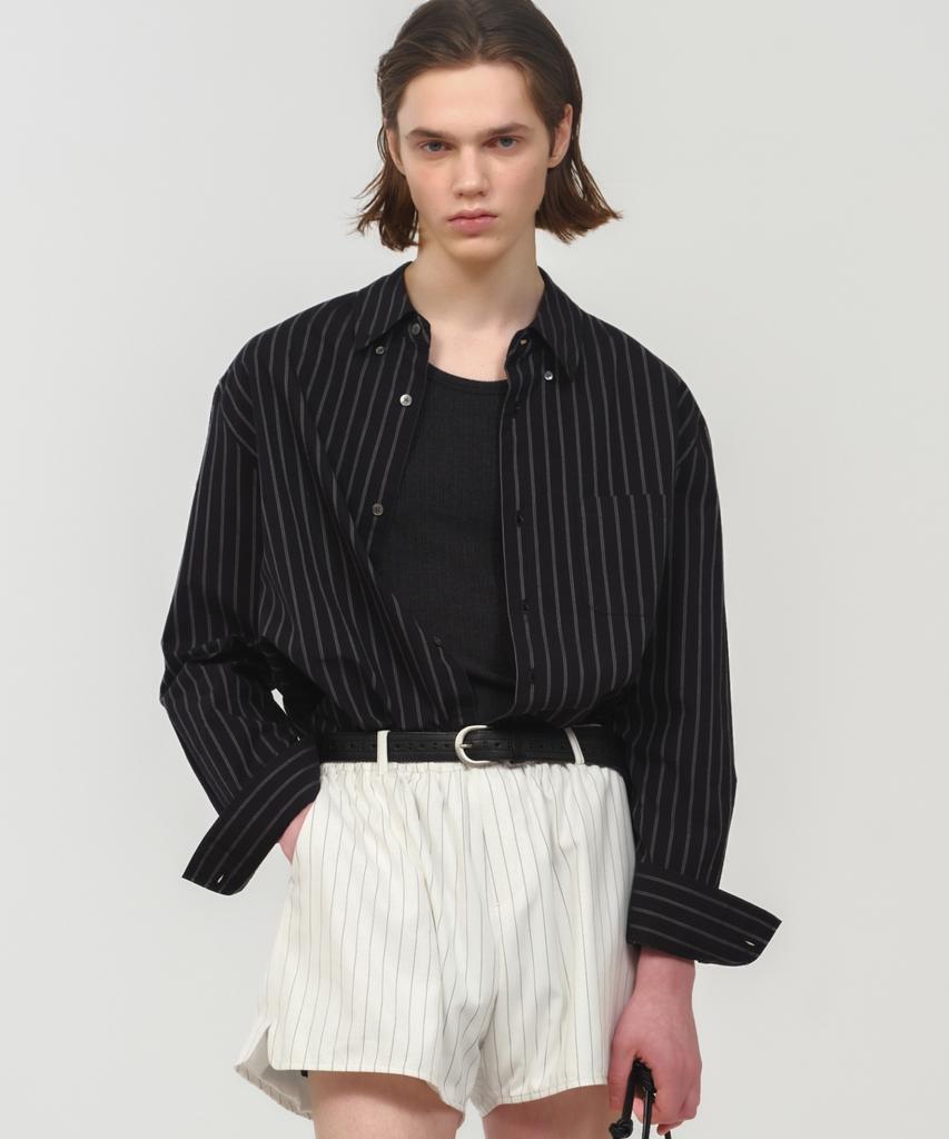 MOONSUN Unisex, Quiet Stripe Shirt / Black