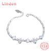 Lindon Women Zircon 925 Sterling Silver Jewelry Geometric Bead Chain Link Bracelet Fashion Fine Wedding Gift for Girlfriend
