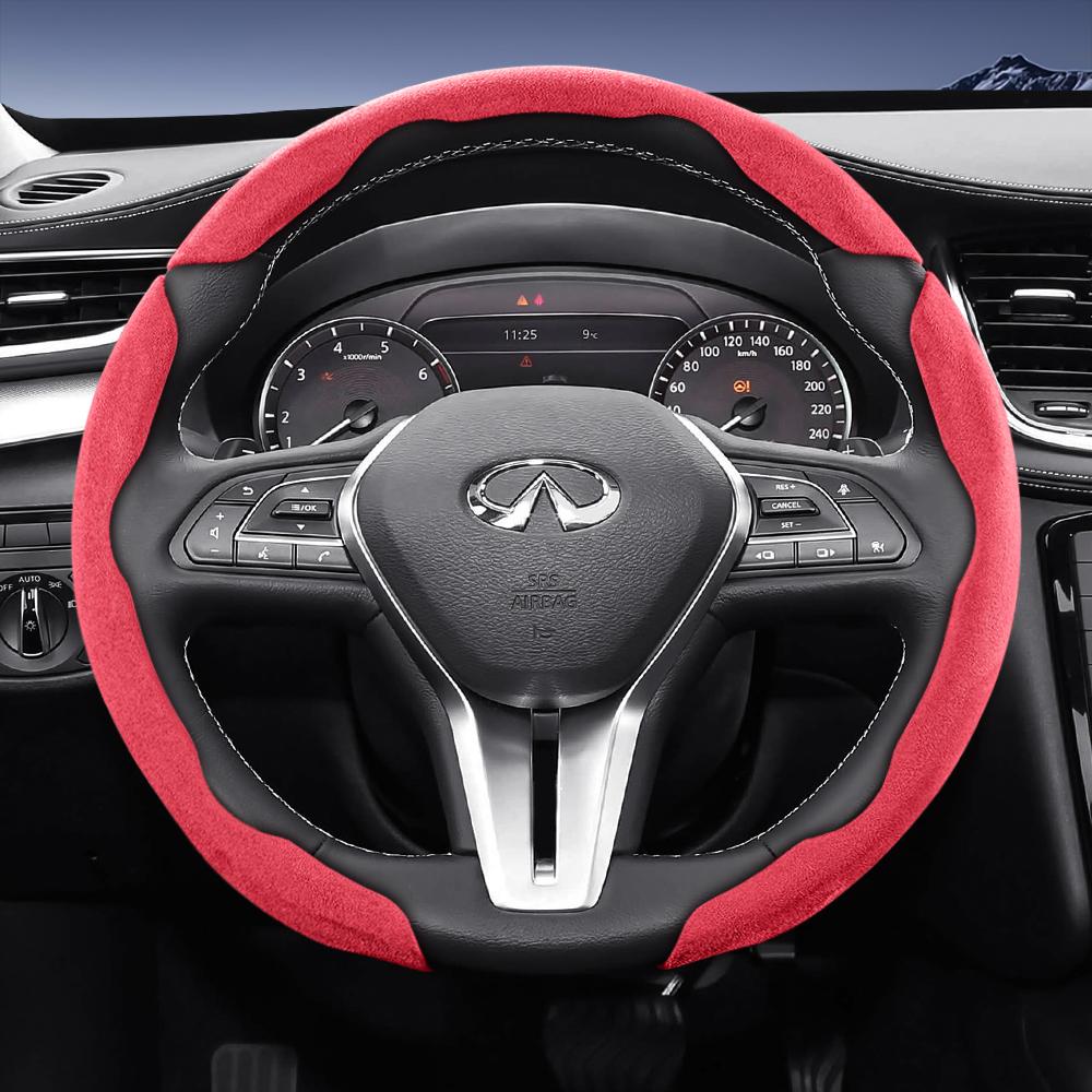 Bpzsw1 Подходит для рулевого колеса Infiniti Sports из замшевой кожи со съемной конструкцией на кнопках для моделей, таких как Q50 Qx50 Qx55