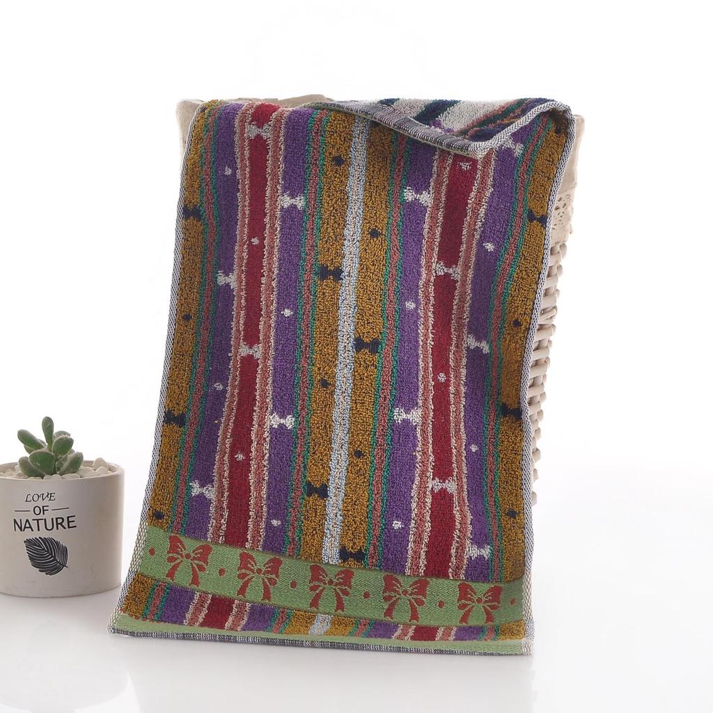 Jacquard Cotton Absorbent Striped Towel for Children's Face Washing - Soft, Edge-Bound, Ideal for Home and Dormitory Use