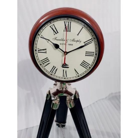 Морские деревянные напольные часы треноги с двойной черной полированной подставкой с регулируемой высотой, макс.. высота 50 дюймов